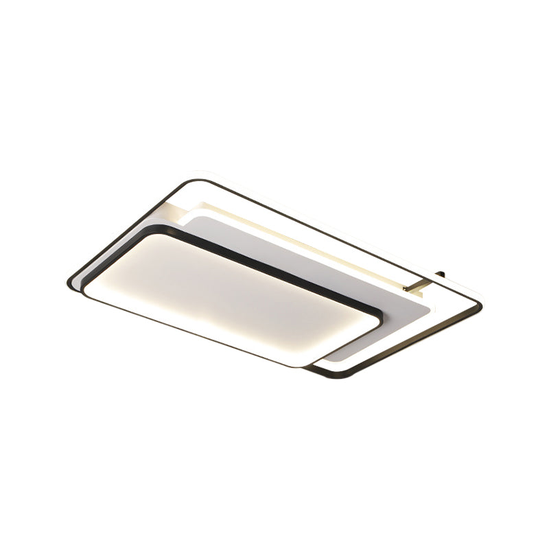 Metal Rectangle/Square Ceiling Flush Simplicity LED Black Flush Mount in Warm/White Light, 16.5"/20.5"/33.5" Wide Clearhalo 'Ceiling Lights' 'Close To Ceiling Lights' 'Close to ceiling' 'Flush mount' Lighting' 1637406