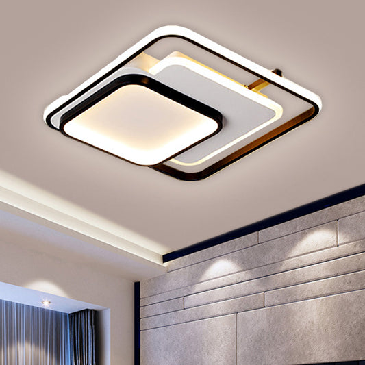 Metal Rectangle/Square Ceiling Flush Simplicity LED Black Flush Mount in Warm/White Light, 16.5"/20.5"/33.5" Wide Black Clearhalo 'Ceiling Lights' 'Close To Ceiling Lights' 'Close to ceiling' 'Flush mount' Lighting' 1637408