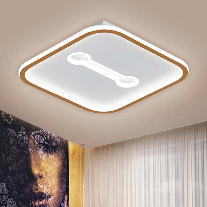 Metallic Squared Flushmount Nordic Style Black/Gold LED Ceiling Lighting in Warm/White Light, 16"/19.5" Width Clearhalo 'Ceiling Lights' 'Close To Ceiling Lights' 'Close to ceiling' 'Flush mount' Lighting' 1637415