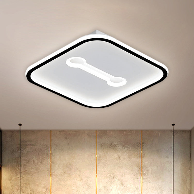 Metallic Squared Flushmount Nordic Style Black/Gold LED Ceiling Lighting in Warm/White Light, 16"/19.5" Width Clearhalo 'Ceiling Lights' 'Close To Ceiling Lights' 'Close to ceiling' 'Flush mount' Lighting' 1637420