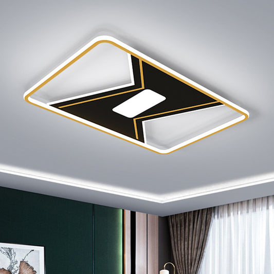 Gold Splicing Rectangle Ceiling Lamp Modernist LED Metallic Flush Mount Fixture in White/3 Color Light Gold Clearhalo 'Ceiling Lights' 'Close To Ceiling Lights' 'Close to ceiling' 'Flush mount' Lighting' 1637429