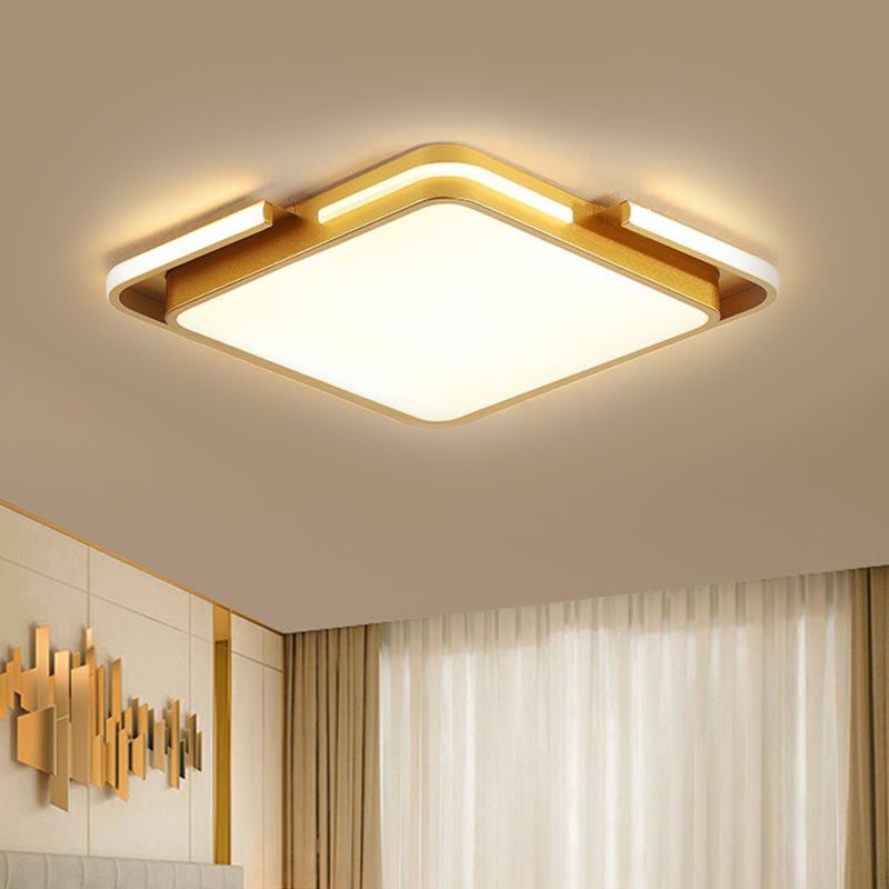 Gold Square Ceiling Fixture Modernist LED Metal Flush Mount Lighting in Warm/White Light Gold Clearhalo 'Ceiling Lights' 'Close To Ceiling Lights' 'Close to ceiling' 'Flush mount' Lighting' 1637438