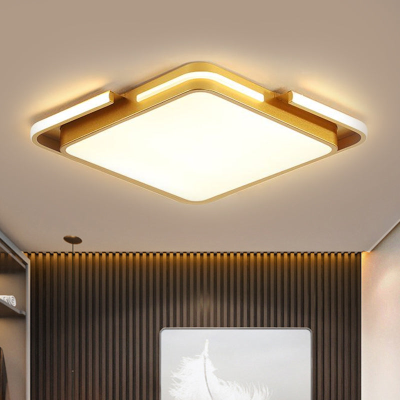 Gold Square Ceiling Fixture Modernist LED Metal Flush Mount Lighting in Warm/White Light Clearhalo 'Ceiling Lights' 'Close To Ceiling Lights' 'Close to ceiling' 'Flush mount' Lighting' 1637439