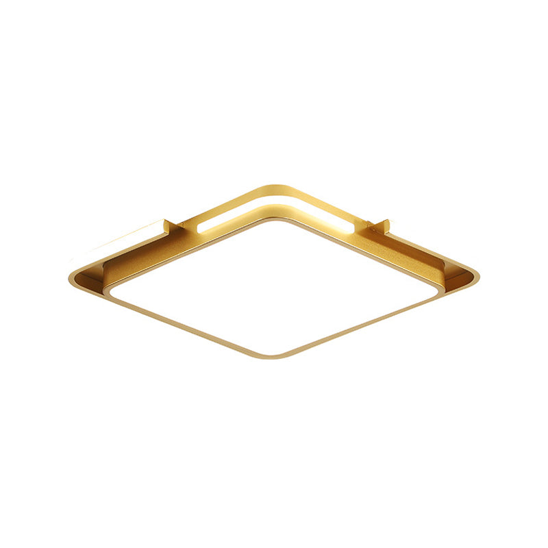 Gold Square Ceiling Fixture Modernist LED Metal Flush Mount Lighting in Warm/White Light Clearhalo 'Ceiling Lights' 'Close To Ceiling Lights' 'Close to ceiling' 'Flush mount' Lighting' 1637440