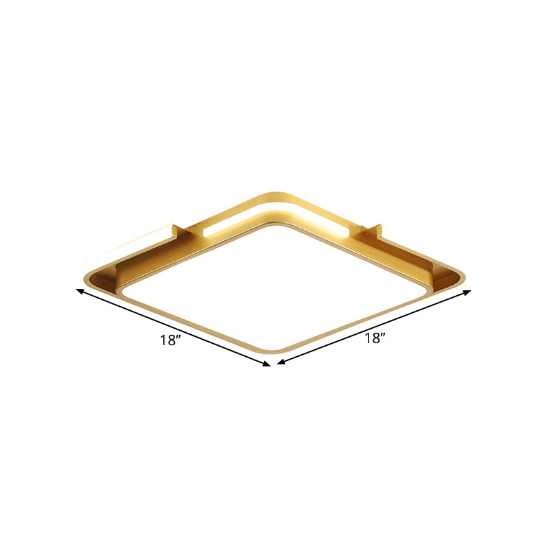 Gold Square Ceiling Fixture Modernist LED Metal Flush Mount Lighting in Warm/White Light Clearhalo 'Ceiling Lights' 'Close To Ceiling Lights' 'Close to ceiling' 'Flush mount' Lighting' 1637441