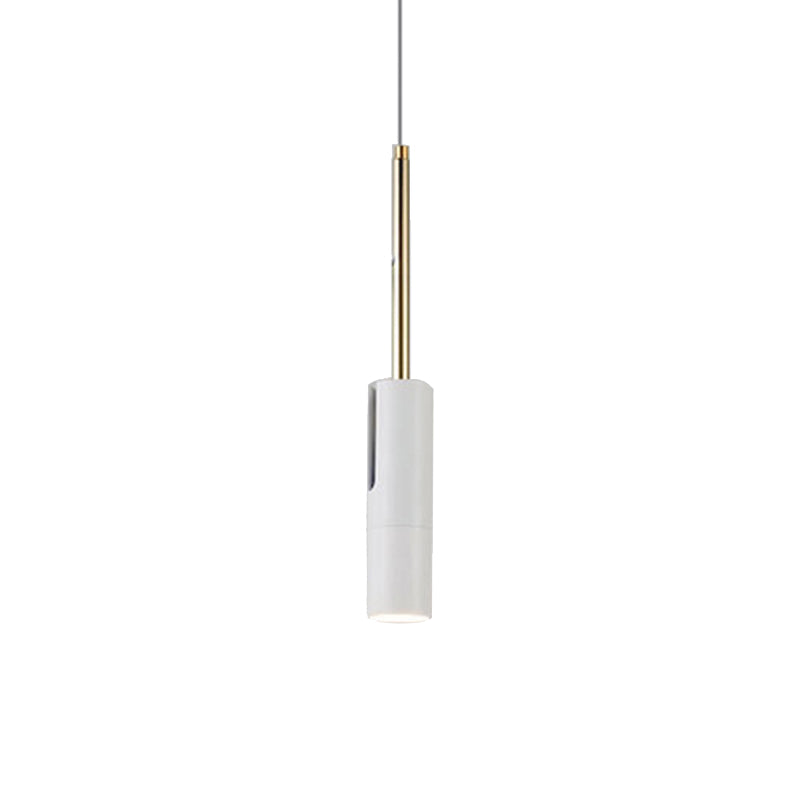 Black/White Cylinder Hanging Light Minimalist Metal LED Pendant Light for Living Room in Warm/White with Adjustable Cord Clearhalo 'Ceiling Lights' 'Modern Pendants' 'Modern' 'Pendant Lights' 'Pendants' Lighting' 163829