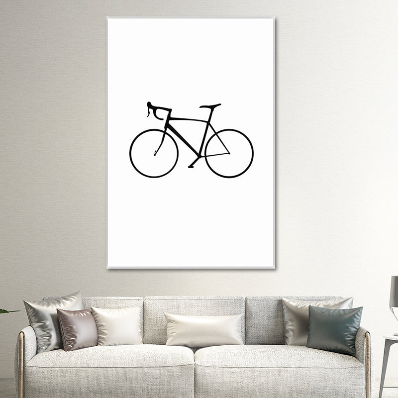 Scandinavian Style Static Bicycle Canvas Kitchen Backsplash Wall Art Decor in White White Clearhalo 'Arts' 'Canvas Art' 1638373