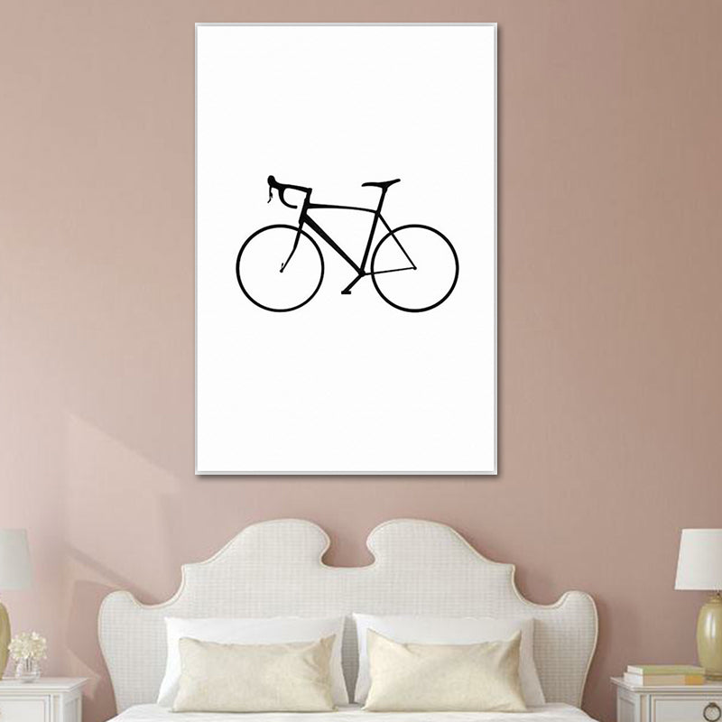 Scandinavian Style Static Bicycle Canvas Kitchen Backsplash Wall Art Decor in White Clearhalo 'Arts' 'Canvas Art' 1638375