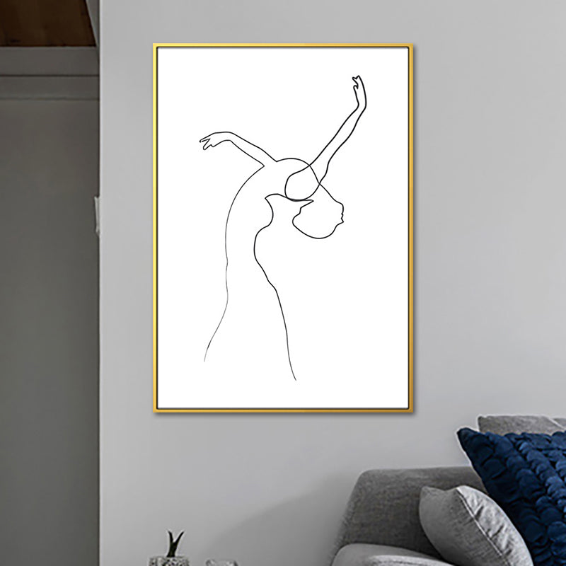 Dancing Girl Dessins charbon de bois peinture de style scandinave toile décor d'art mural