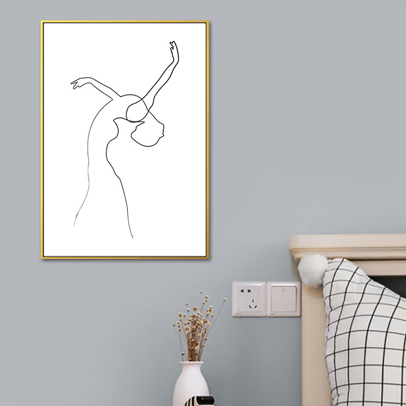 Dancing Girl Charcoal Disegni dipinti in stile scandinavo Decor d'arte da parete in tela