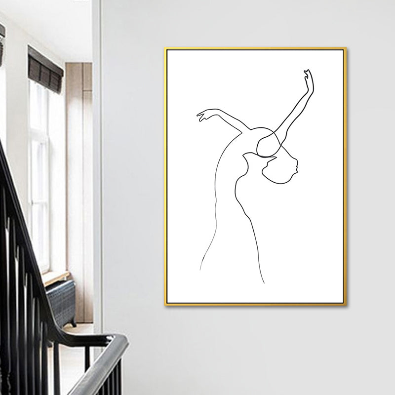 Dancing Girl Dessins charbon de bois peinture de style scandinave toile décor d'art mural