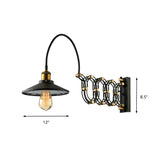 Vintage Stylish Saucer Wall Lighting 1 Head Metal Wall Mount Light with Extendable Arm in Black Clearhalo 'Art deco wall lights' 'Cast Iron' 'Glass' 'Industrial wall lights' 'Industrial' 'Middle century wall lights' 'Modern' 'Rustic wall lights' 'Tiffany' 'Traditional wall lights' 'Wall Lamps & Sconces' 'Wall Lights' Lighting' 163847