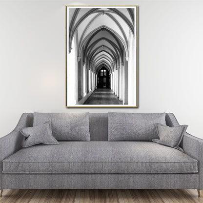 Church Archway Canvas Wall Art Modern Style Architecture Wall Decoration in Grey Grey Clearhalo 'Art Gallery' 'Canvas Art' 'Contemporary Art Gallery' 'Modern' Arts' 1638499