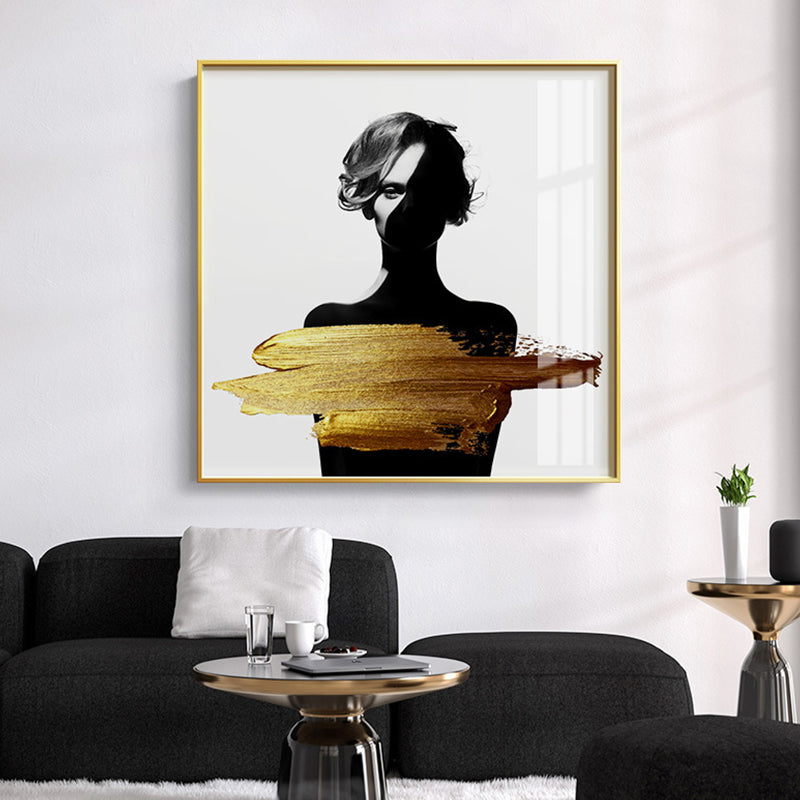 Vrouw figuur canvas moderne stijl gestructureerde meisjes slaapkamer muur kunst print in donkere kleur