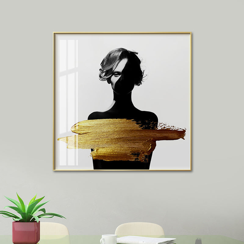 Vrouw figuur canvas moderne stijl gestructureerde meisjes slaapkamer muur kunst print in donkere kleur