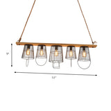 Black 5 Lights Island Lamp Industrial Stylish Metal Bucket Cage Shade Island Light for Living Room Clearhalo 'Ceiling Lights' 'Island Lights' Lighting' 163873