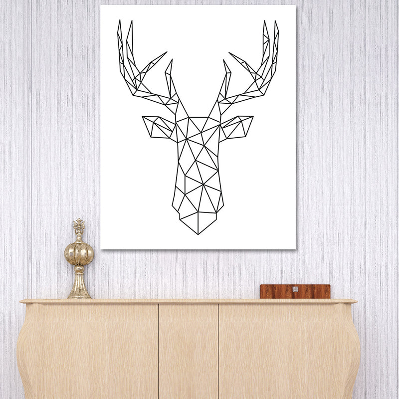 Scandinavian Style Reindeer Print Canvas White Kitchen Backsplash Wall Art Decor White Clearhalo 'Arts' 'Canvas Art' 1638753