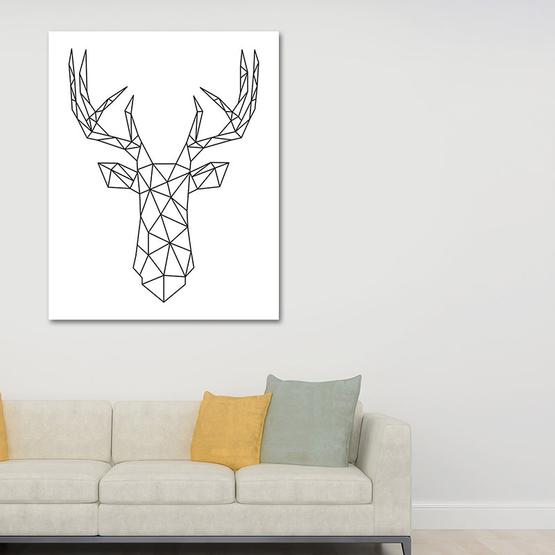 Scandinavian Style Reindeer Print Canvas White Kitchen Backsplash Wall Art Decor Clearhalo 'Arts' 'Canvas Art' 1638754