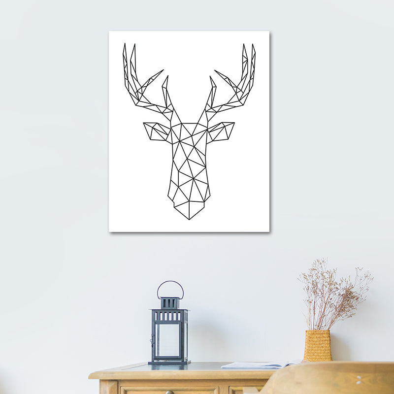 Scandinavian Style Reindeer Print Canvas White Kitchen Backsplash Wall Art Decor Clearhalo 'Arts' 'Canvas Art' 1638755