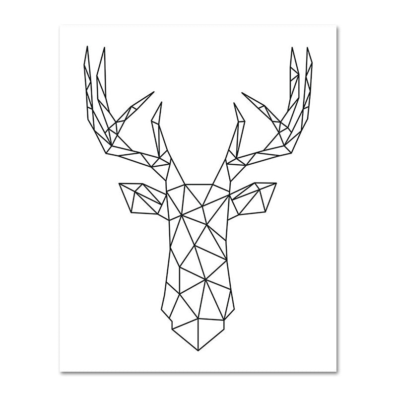 Scandinavian Style Reindeer Print Canvas White Kitchen Backsplash Wall Art Decor Clearhalo 'Arts' 'Canvas Art' 1638756