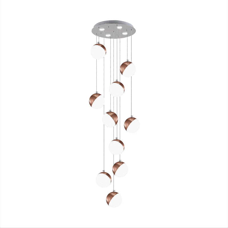 Simple Globe Shade Hanging Ceiling Light Metal 6/8/10 Heads Brass Stairway Cluster Pendant Light Clearhalo 'Ceiling Lights' 'Modern Pendants' 'Modern' 'Pendant Lights' 'Pendants' Lighting' 163884