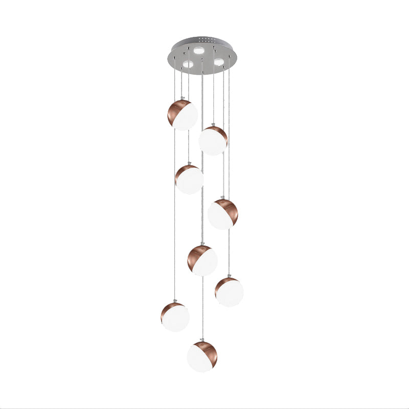 Simple Globe Shade Hanging Ceiling Light Metal 6/8/10 Heads Brass Stairway Cluster Pendant Light Clearhalo 'Ceiling Lights' 'Modern Pendants' 'Modern' 'Pendant Lights' 'Pendants' Lighting' 163888