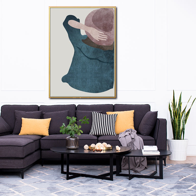 Minimalistic Fashion Girls Wall Art Pastel Color Textured Canvas for Living Room - Clearhalo - 'Arts' - 'Canvas Art' - 1638908