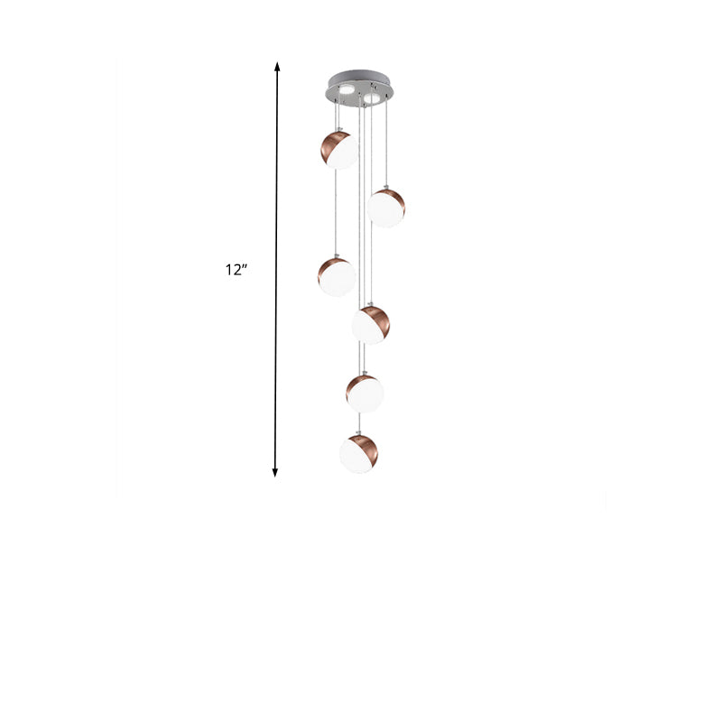 Simple Globe Shade Hanging Ceiling Light Metal 6/8/10 Heads Brass Stairway Cluster Pendant Light Clearhalo 'Ceiling Lights' 'Modern Pendants' 'Modern' 'Pendant Lights' 'Pendants' Lighting' 163893