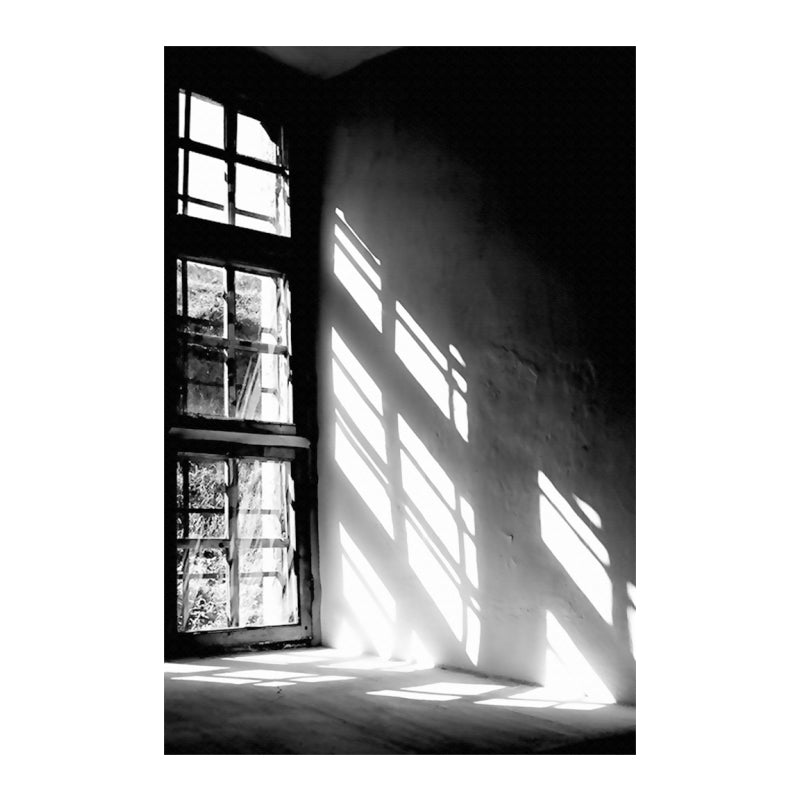 Window Sunlight Canvas Print Vintage Textured Wall Art Print in Black for Bedroom