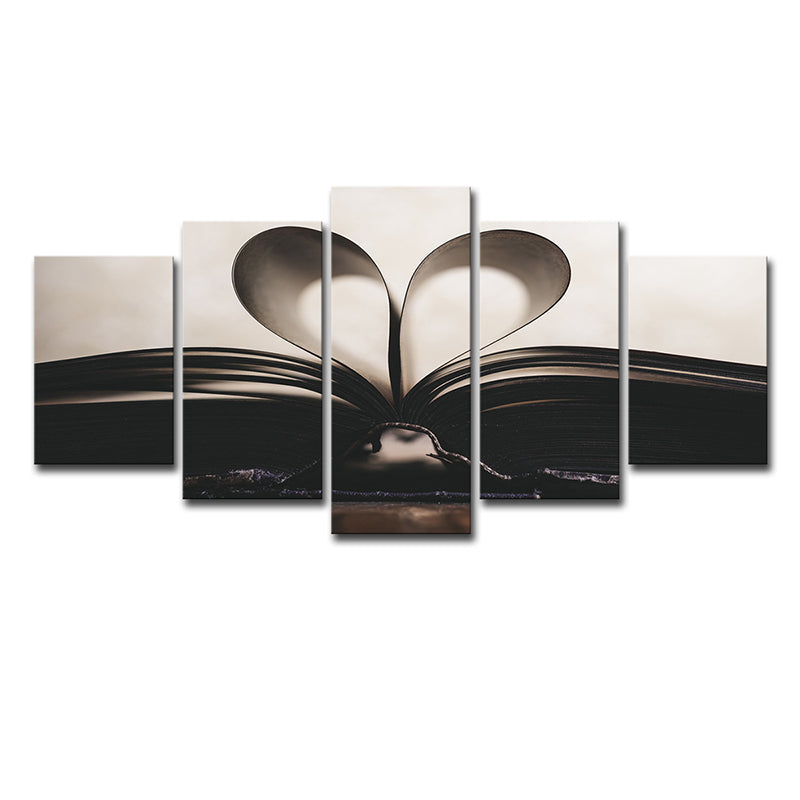 Black-White Unfold Book Wall Art Multi-Piece Minimalist Living Room Canvas Print Clearhalo 'Art Gallery' 'Canvas Art' 'Contemporary Art Gallery' 'Modern' Arts' 1639034