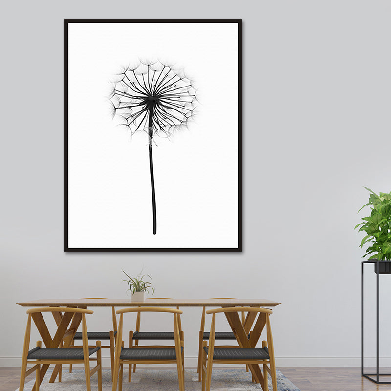 Scandinavian Style Dandelion Print Canvas White Natural Botanical Wall Art Decor White Clearhalo 'Arts' 'Canvas Art' 1639199