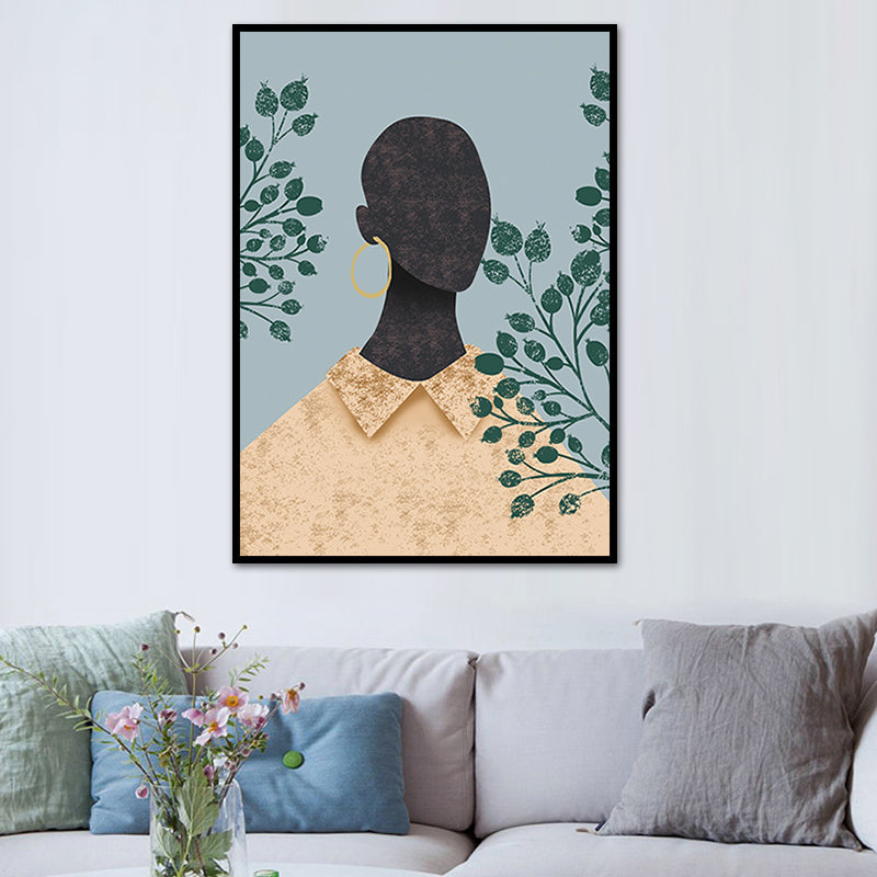 Mode Model Wall Art Noordse stijlvolle figuur Portret canvas print in zachte kleur