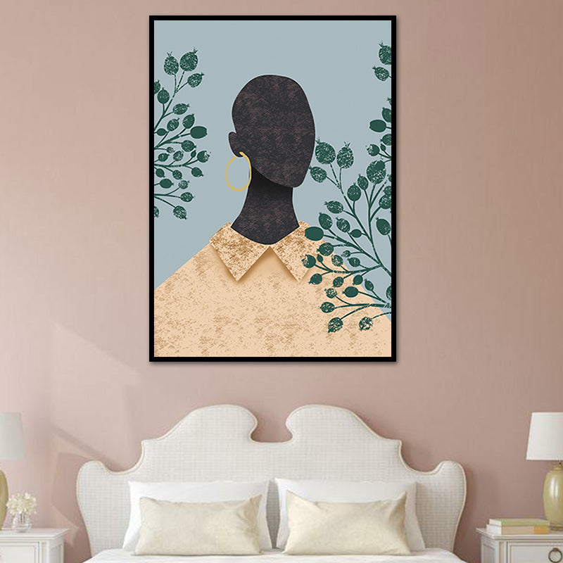 Mode Model Wall Art Noordse stijlvolle figuur Portret canvas print in zachte kleur