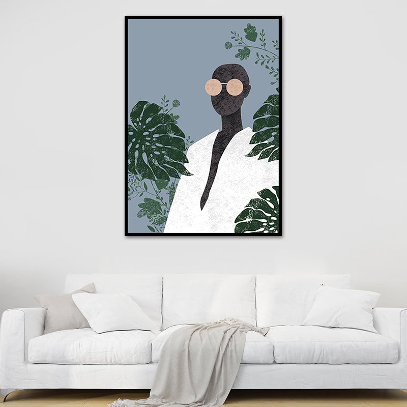 Fashion Model Wall Art Nordic Stylish Figure Portrait Canvas Print in Soft Color