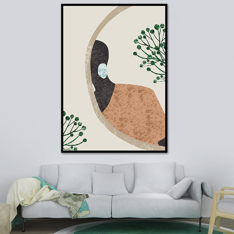 Fashion Model Wall Art Nordic Stylish Figure Portrait Canvas Print in Soft Color