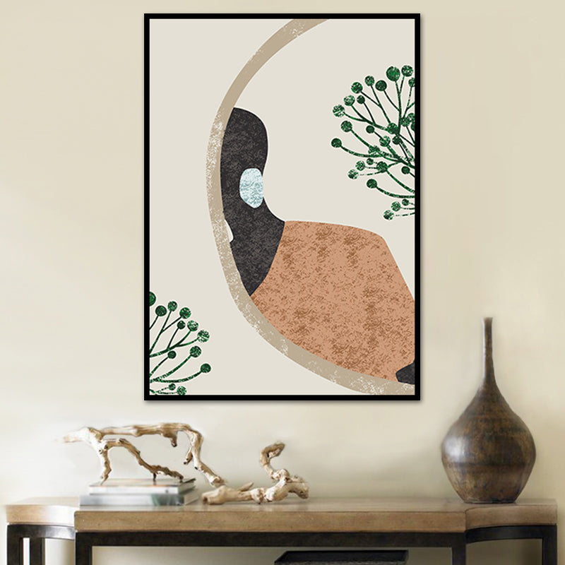 Fashion Model Wall Art Nordic Stylish Figure Portrait Canvas Print in Soft Color