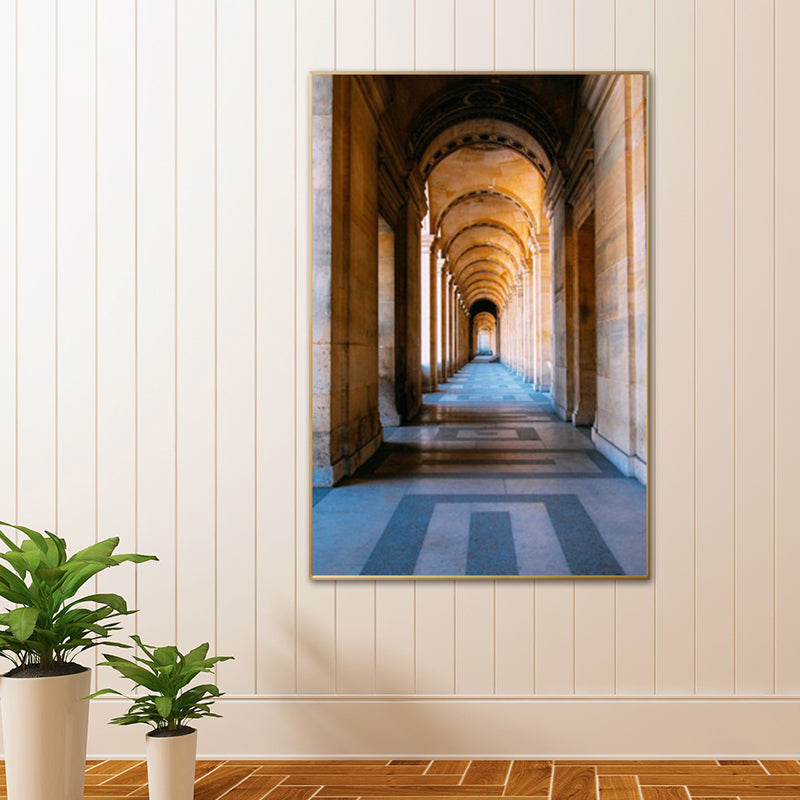 Yellow Arch Hallway Wall Decor Architecture Modern Style Textured Canvas Art for Home Orange Clearhalo 'Art Gallery' 'Canvas Art' 'Contemporary Art Gallery' 'Modern' Arts' 1639492