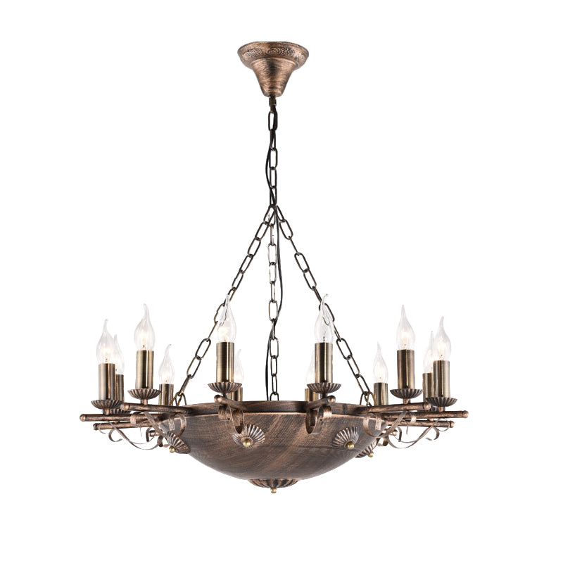 Candle Metal Chandeliers Antique Ceiling Pendant Fixture in Brass for Restaurant Clearhalo 'Ceiling Lights' 'Chandeliers' Lighting' options 163952