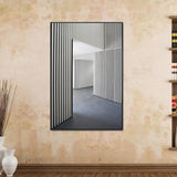 Grey Striped Architecture Canvas Textured Industrial Style Living Room Wall Art