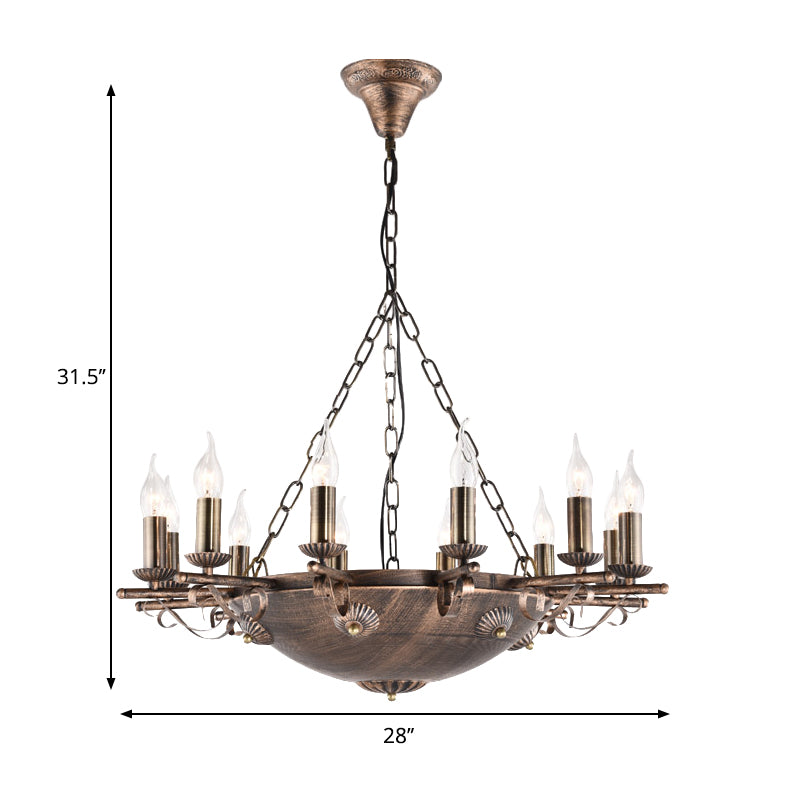 Candle Metal Chandeliers Antique Ceiling Pendant Fixture in Brass for Restaurant Clearhalo 'Ceiling Lights' 'Chandeliers' Lighting' options 163953