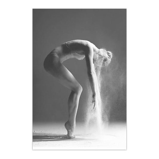 Grau Ballerina Canvas Art Dancer Retro -Stil strukturierte Wanddekoration für Wohnzimmer