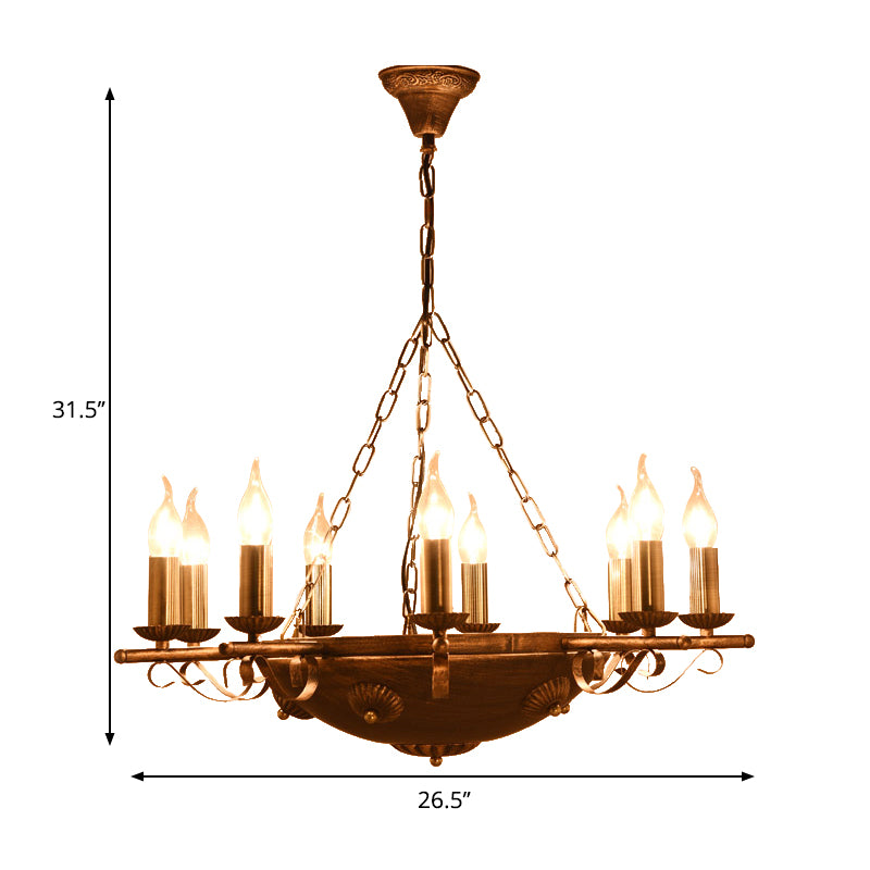 Candle Metal Chandeliers Antique Ceiling Pendant Fixture in Brass for Restaurant Clearhalo 'Ceiling Lights' 'Chandeliers' Lighting' options 163959