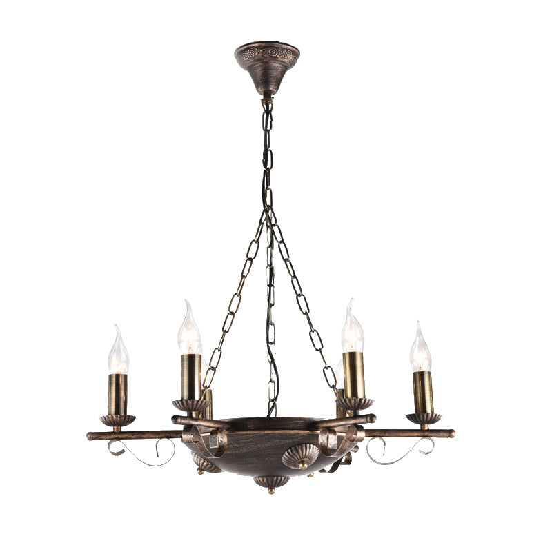 Candle Metal Chandeliers Antique Ceiling Pendant Fixture in Brass for Restaurant Clearhalo 'Ceiling Lights' 'Chandeliers' Lighting' options 163962