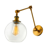 Brass One Light Sconce Light Vintage Clear Glass Spherical Lighting Fixture for Bedroom Clearhalo 'Art deco wall lights' 'Cast Iron' 'Glass' 'Industrial wall lights' 'Industrial' 'Middle century wall lights' 'Modern' 'Rustic wall lights' 'Tiffany' 'Traditional wall lights' 'Wall Lamps & Sconces' 'Wall Lights' Lighting' 163966