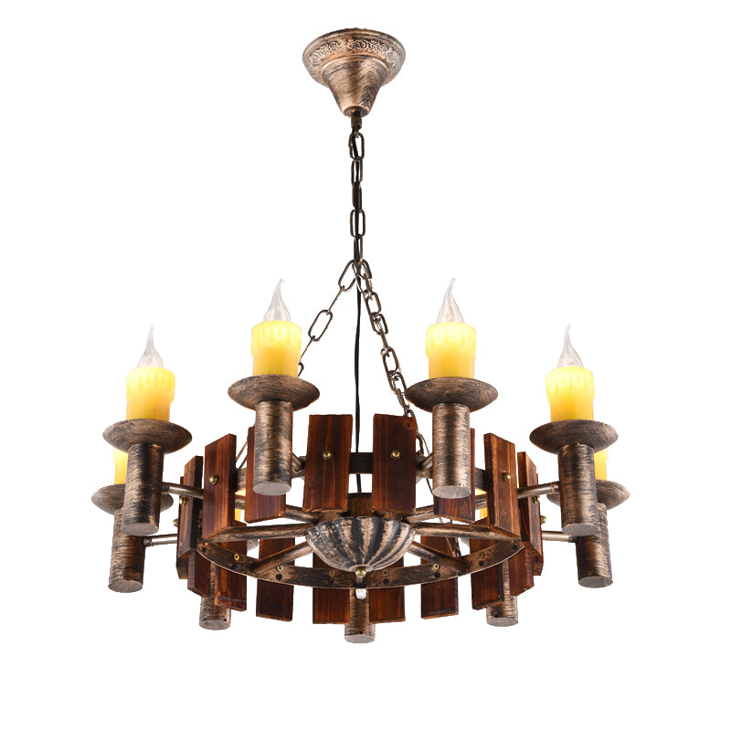 Candle Vintage Hanging Light Metal Chandeliers in Brass for Coffee Shop Living Room Clearhalo 'Ceiling Lights' 'Chandeliers' Lighting' options 163973