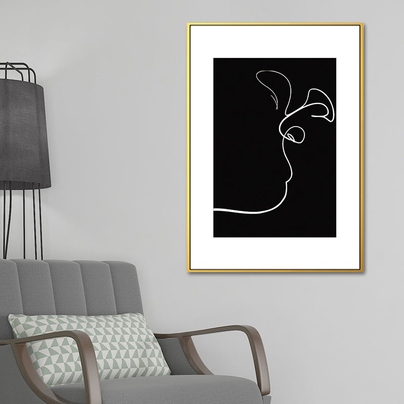 Black Figure Portrait Canvas Pencil Nordic Style Textured Wall Art Print for Playroom - Black - Design 1 - Clearhalo - 'Arts' - 'Canvas Art' - 1639766