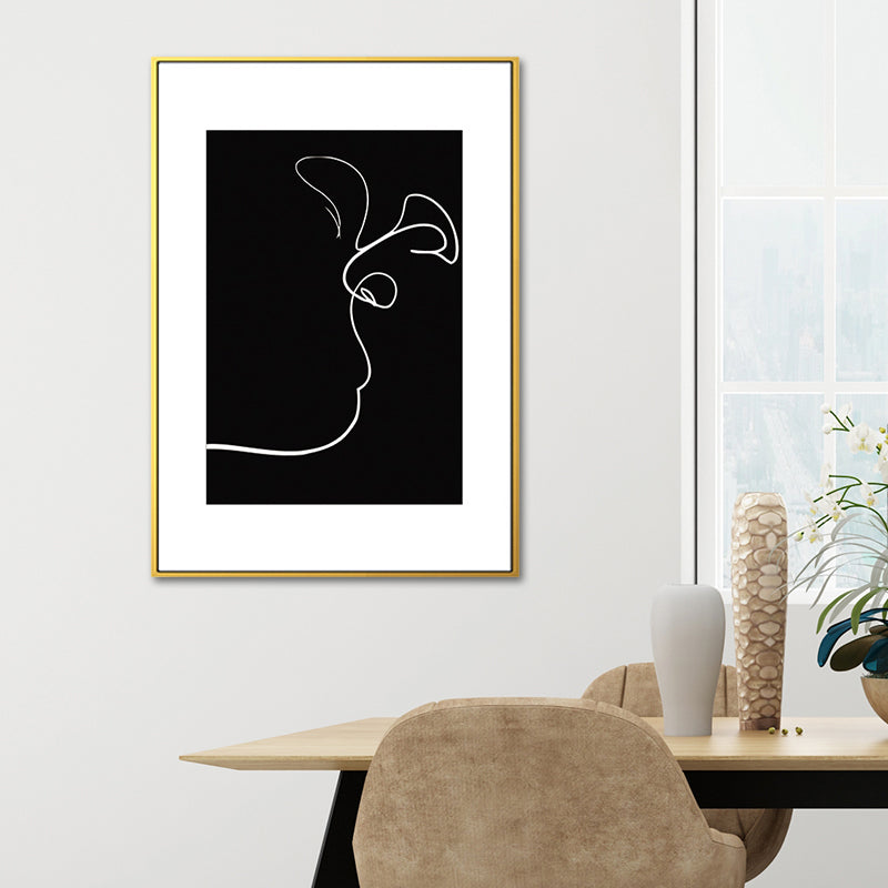 Black Figure Portrait Canvas Pencil Nordic Style Textured Wall Art Print for Playroom - Clearhalo - 'Arts' - 'Canvas Art' - 1639767