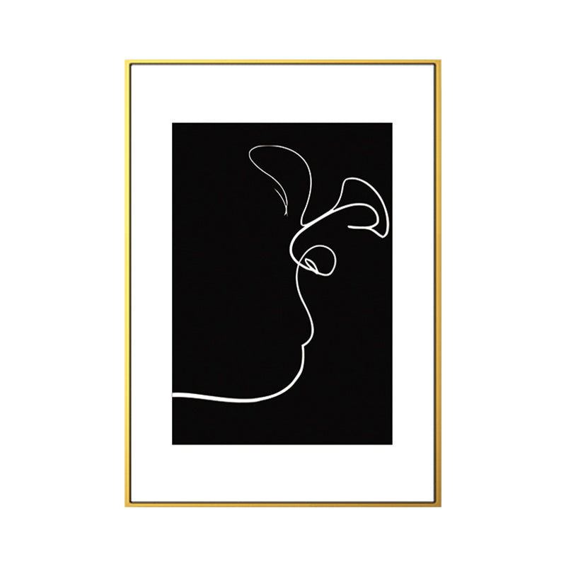 Black Figure Portrait Canvas Pencil Nordic Style Textured Wall Art Print for Playroom - Clearhalo - 'Arts' - 'Canvas Art' - 1639768