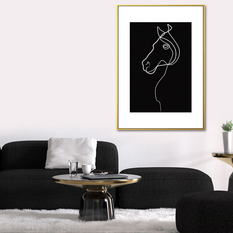 Black Figure Portrait Canvas Pencil Nordic Style Textured Wall Art Print for Playroom - Clearhalo - 'Arts' - 'Canvas Art' - 1639773