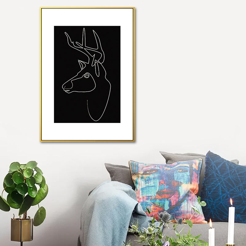 Black Figure Portrait Canvas Pencil Nordic Style Textured Wall Art Print for Playroom - Clearhalo - 'Arts' - 'Canvas Art' - 1639781